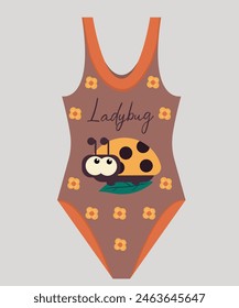 Flat Design Illustration and Swimsuit at Ladybug Pattern