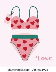Flat Design Illustration and Swimwear at Love Pattern, Sale Tag