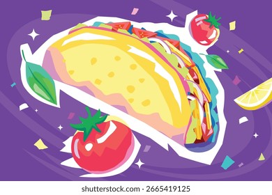 Flat Design Illustration of Tacos