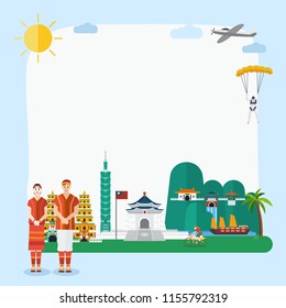 Flat design, Illustration of Taiwan' s landmarks and icons, vector