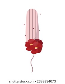  Flaches Design mit Tampon und roten Blumen