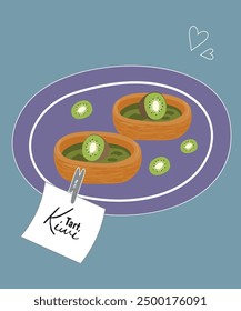 Flat Design Illustration with Tart at Kiwi Taste