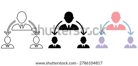 Flat design illustration of team leadership and mentorship hierarchy