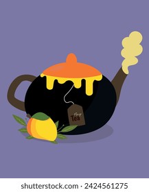 Flat Design Illustration with Teapot and Teabag at Mango