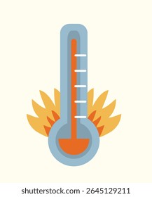 Ilustración de diseño plano con termómetro caliente