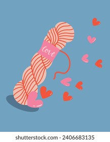 Flat Design Illustration with Thread Braids and Love