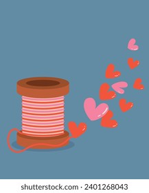  Ilustración de diseño plano con hilo de discusión y fondo de amor