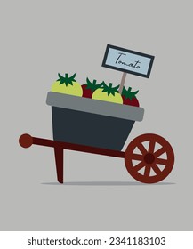 Flat Design Illustration with Tomato Carriage