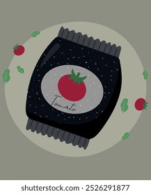  Flache Design-Illustration mit Tomatenpack