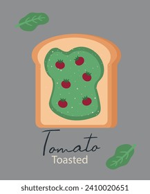 Flat Design Illustration with Tomato Toasted, Lettuce