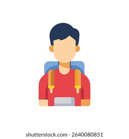 Flat design illustration of a tourist with backpack icon