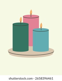  Flat Design Illustration with Tree Candle