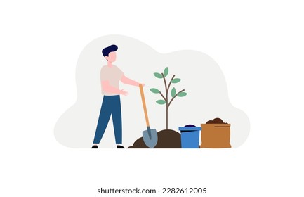 Plantación de árboles de ilustración de diseño plano
