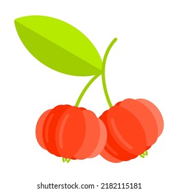 Ilustración de diseño plano de cerezo tropical aislado en fondo blanco.
