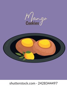 Flat Design Illustration with Two Cookies at Mango