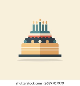 Flat design illustration of two delicious Christmas cakes decorated with festive elements. Perfect for holiday cards, posters, invitations, bakery ads, and winter celebration projects.
