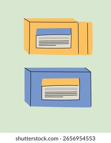 Ilustración de diseño plano con dos paquetes de píldoras	