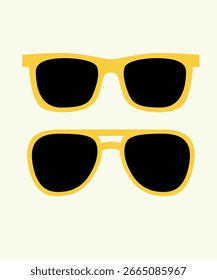Ilustración de diseño plano con dos gafas de sol amarillo