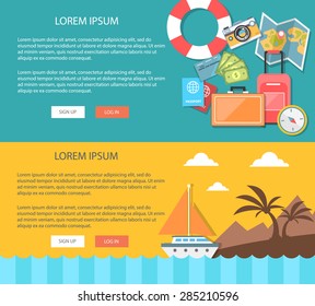 Flat design illustration vacation and tourism. Concepts web banner