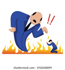 Flat design illustration vector of the boss scolded the employee