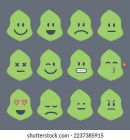 Flat Design Illustration Vector Graphic Leaf Cartoon Emoticon