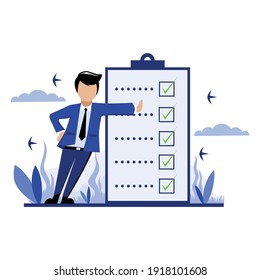 Flat design illustration vector of a man has completed the task