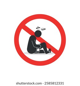 A flat design illustration vector warning against drinking or consuming alcoholic beverages.