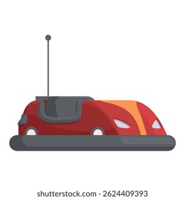 Flat design illustration of a vibrant red and yellow bumper car isolated on a white background