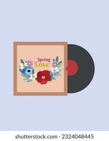Ilustración de diseño plano con récords de vinilo en verano