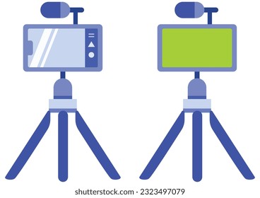 Flat design illustration of vlogger kit on white background.