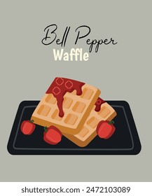  Flache Design-Illustration mit Waffel bei Red Bell Pepper