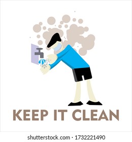 
flat design illustration of washing hands with soap to maintain cleanliness to stay healthy