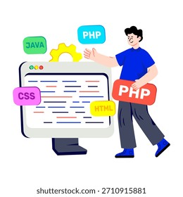 Una ilustración de diseño plano del desarrollo del Web