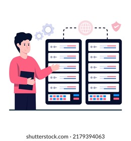 Ilustración de diseño plano del alojamiento web