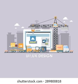Flat design illustration for websites and apps development