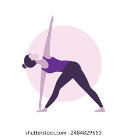 Flat Design Illustration of Woman Practicing Yoga