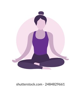 Flat Design Illustration of Woman Practicing Yoga