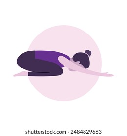 Flat Design Illustration of Woman Practicing Yoga