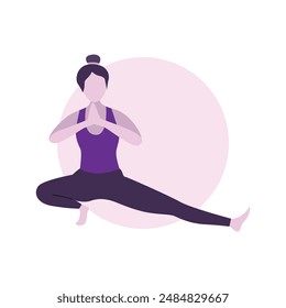 Flat Design Illustration of Woman Practicing Yoga