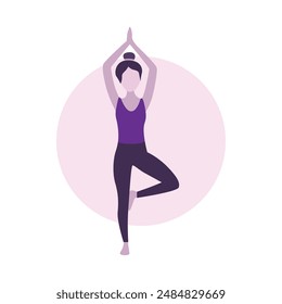 Flat Design Illustration of Woman Practicing Yoga