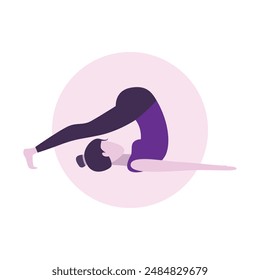 Flat Design Illustration of Woman Practicing Yoga