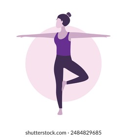 Flat Design Illustration of Woman Practicing Yoga