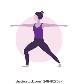 Flat Design Illustration of Woman Practicing Yoga