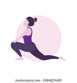 Flat Design Illustration of Woman Practicing Yoga