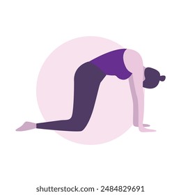 Flat Design Illustration of Woman Practicing Yoga