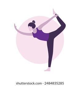 Flat Design Illustration of Woman Practicing Yoga