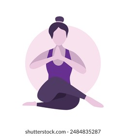 Flat Design Illustration of Woman Practicing Yoga