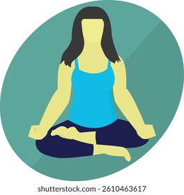 Flat Design Illustration of Woman Practicing Yoga in Lotus Pose Meditation and Wellness Concept