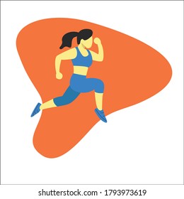 Flat Design Illustration Woman Running  