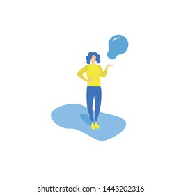 Flat Design Illustration of a Woman Sharing an Idea Innovation, Business Activities Innovation